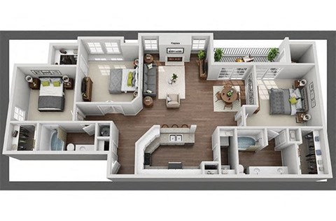 Floor plan for 3 beds, 2 baths, 1596 sqft